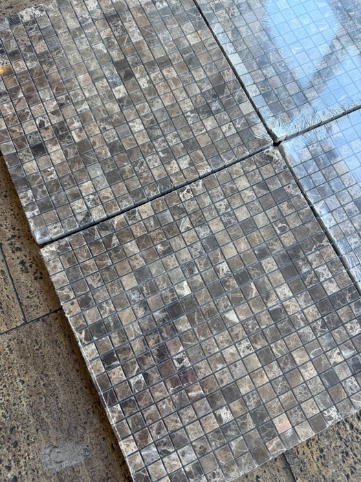 Emperador Dark Marble Mosaic - 5/8" x 5/8" Polished 4