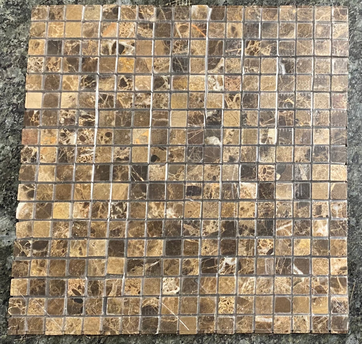 Emperador Dark Standard Marble Mosaic - 5/8" x 5/8"