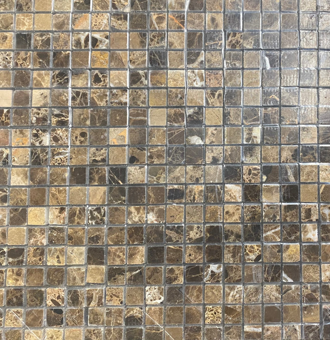 Emperador Dark Standard Marble Mosaic - 5/8" x 5/8"