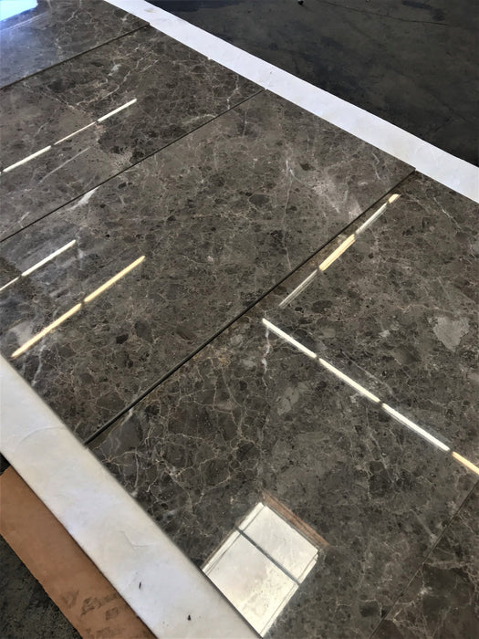 Emperador Grey Polished Marble Tile - 12" x 24"