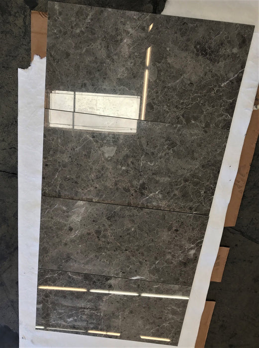 Polished Emperador Grey Marble Tile - 12" x 24"