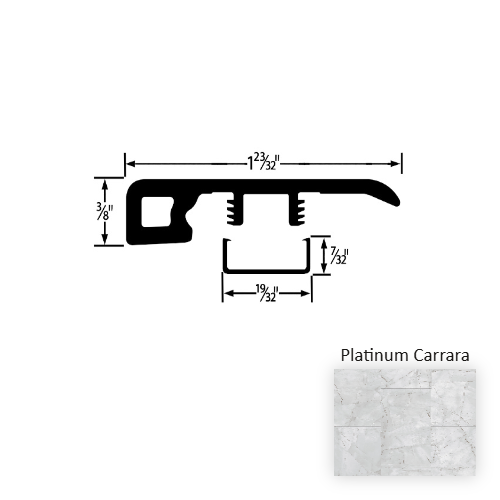 Colonnade Vinyl Platinum Carrara End Cap Embossed 1