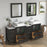 CVC Vintage Green Solid Wood with Basin Engineered Marble Top and Mirror CVC24 Bathroom Cabinet - 72" x 18.5" x 36"
