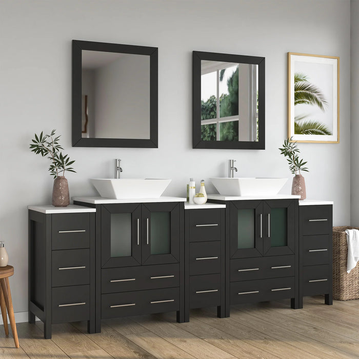 CVC Vintage Green Solid Wood Vanity Cabinet - 84" x 18.5" x 36"