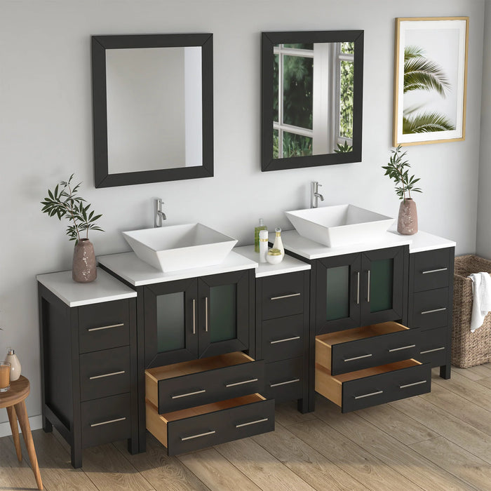 CVC Vintage Green Solid Wood Vanity Cabinet - 84" x 18.5" x 36"