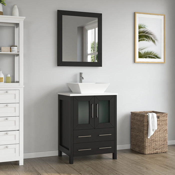 CVC Espresso Solid Wood Bathroom Cabinet - 24" x 18.5" x 36"
