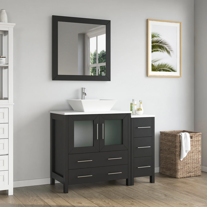 CVC Solid Wood Espresso Bathroom Cabinet Espresso