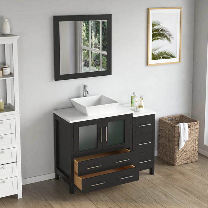 CVC Solid Wood Espresso Bathroom Cabinet Espresso