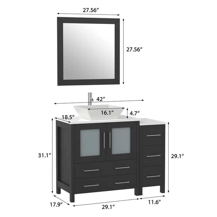 CVC Solid Wood Espresso Bathroom Cabinet Espresso
