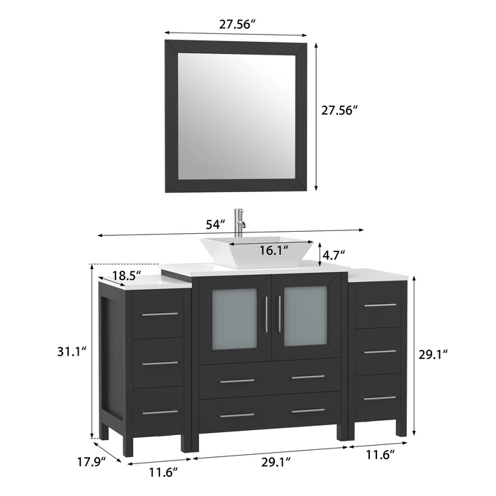 CVC Solid Wood Espresso Bathroom Cabinet Espresso