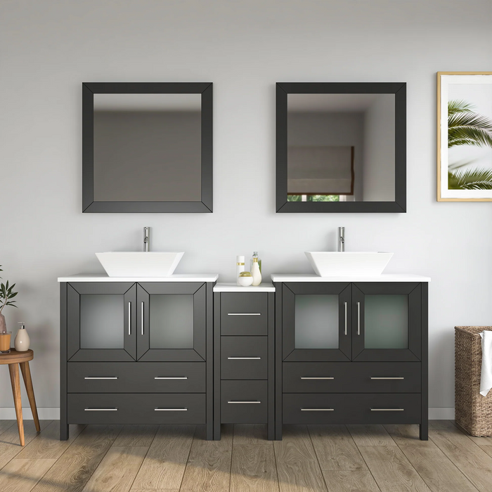 CVC Solid Wood Espresso Bathroom Cabinet Espresso