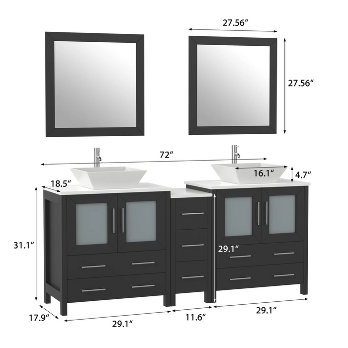 CVC Solid Wood Espresso Bathroom Cabinet Espresso