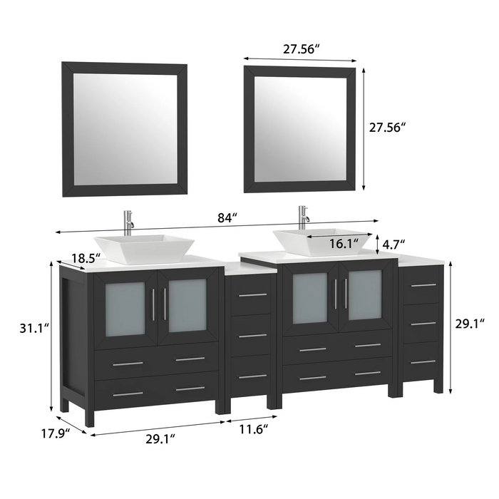 CVC Solid Wood Espresso Bathroom Cabinet Espresso