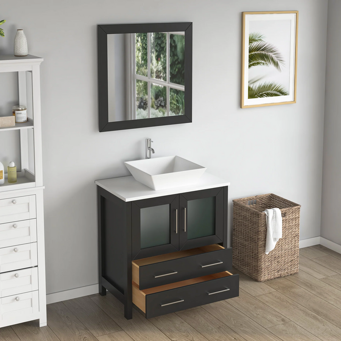 CVC Solid Wood Espresso Bathroom Cabinet Espresso