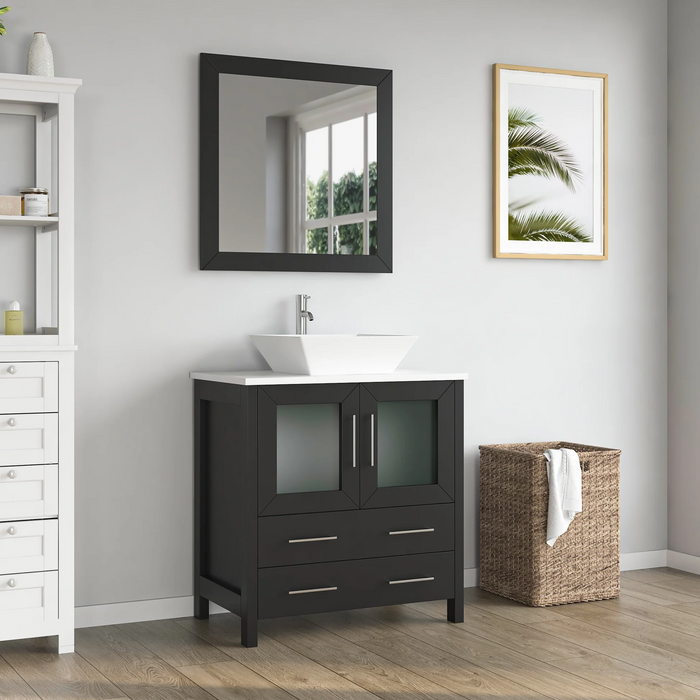 CVC Solid Wood Espresso Bathroom Cabinet Espresso