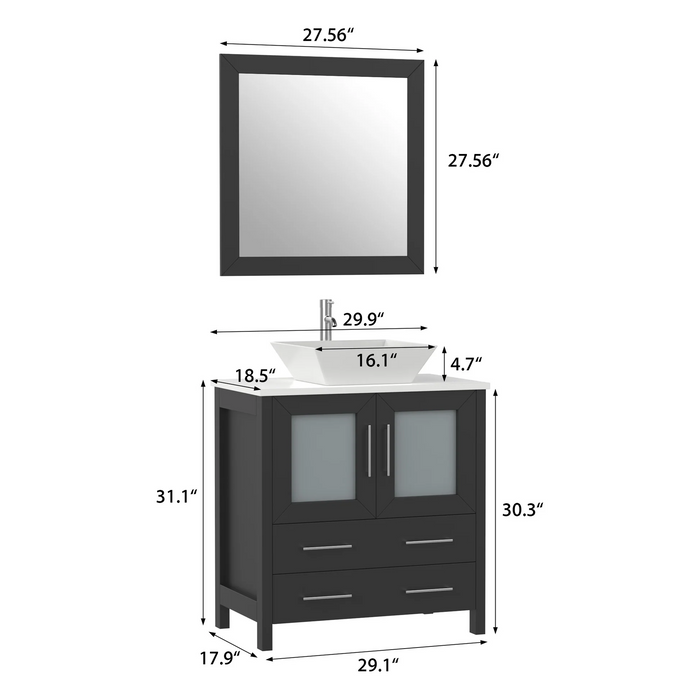 CVC Solid Wood Espresso Bathroom Cabinet Espresso