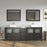 CVC Espresso Solid Wood with White Engineered Marble Top and Mirror CVC36 Bathroom Cabinet - 84" x 18.5" x 36"