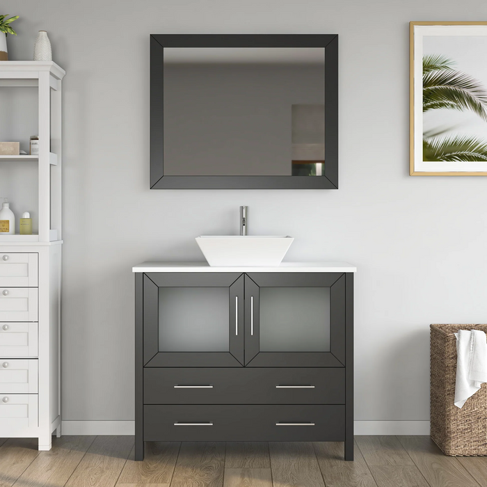 CVC Solid Wood Espresso Bathroom Cabinet Espresso