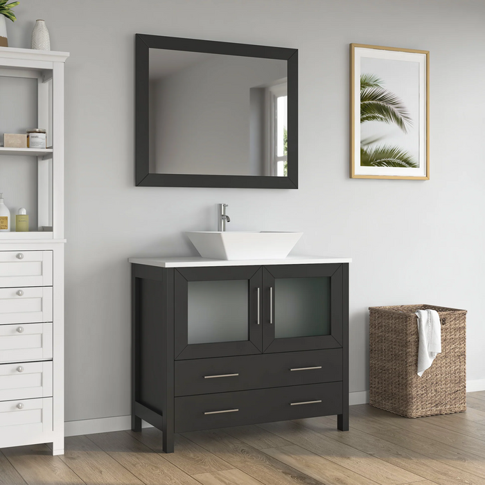 CVC Solid Wood Espresso Bathroom Cabinet Espresso