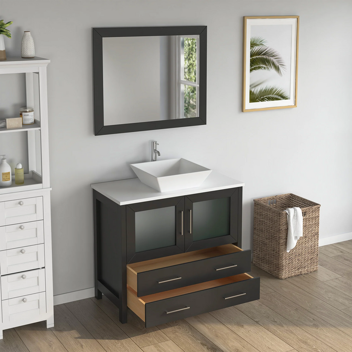 CVC Solid Wood Espresso Bathroom Cabinet Espresso