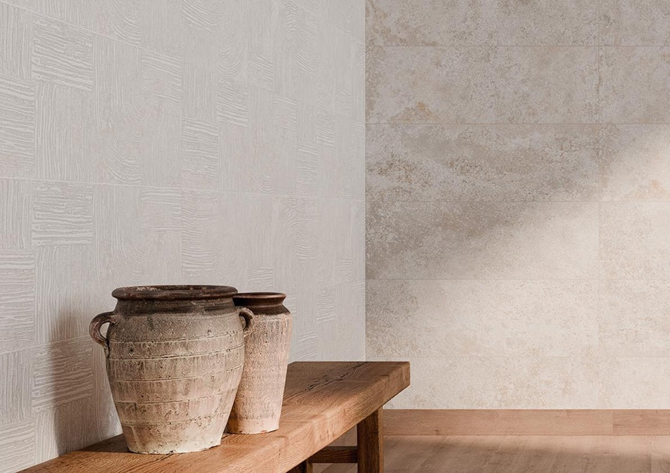 Ethereal Porcelain Beige Stucco Deco KRBETHE Tile Matte 2