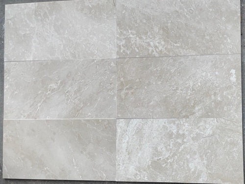 Euro Crème Vanilla Honed Marble Tile - 12" x 24" x 1/2" 2