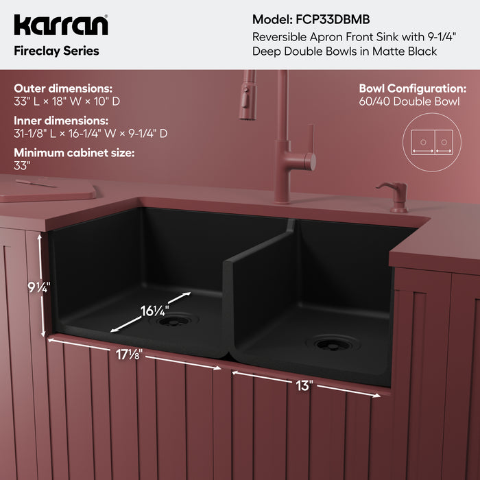 Fireclay Matte Black Kitchen Sink 3