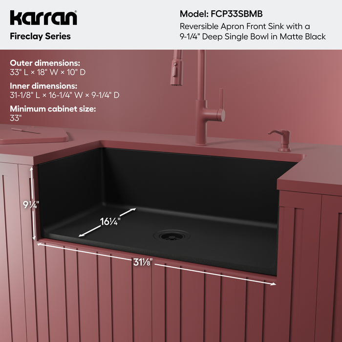 Fireclay Matte Black Kitchen Sink 3