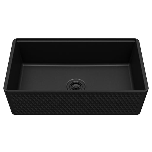 FCWSD33SBMB.PK1 Fireclay Matte Black Fireclay Farmhouse / Apron Front Workstation Kitchen Sink - 33" x 17 1/2" x 10"