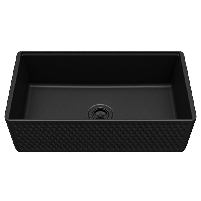 FCWSD33SBMB.PK1 Fireclay Matte Black Fireclay Farmhouse / Apron Front Workstation Kitchen Sink - 33" x 17 1/2" x 10"