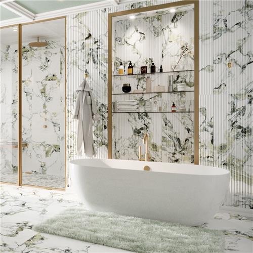 Touche Porcelain Pleated Deco Jade Tile Satin 8