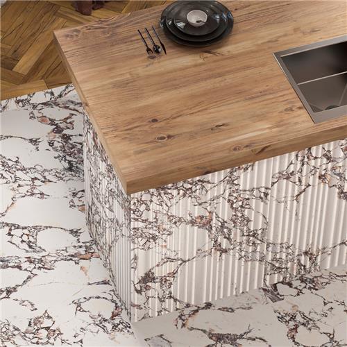 Touche Porcelain Pleated Deco Rubis Tile Satin 8