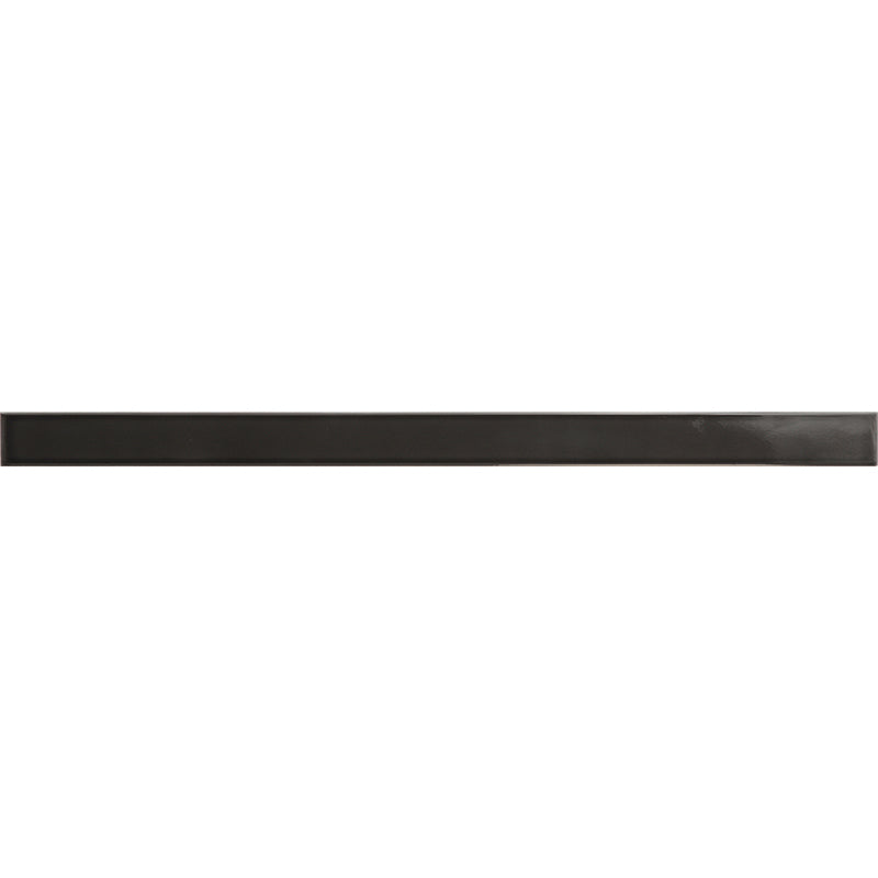 Flatiron Black Ceramic Floor & Wall Trim - 1/2" x 7.9" Pencil