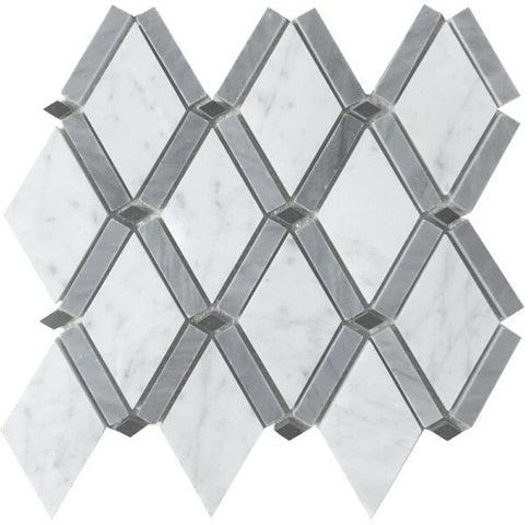 Metropolitan Blends Natural Stone Banded Dot Cararra Bardigilio Band and Black Dot FOSMET Mosaic Polished 1