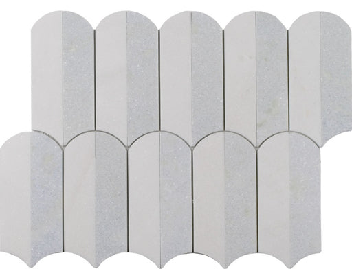 Full Sheet Sample - Showtime Thassos & Blu Celeste Quill Natural Stone Mosaic - 10.25" x 13.25" Honed