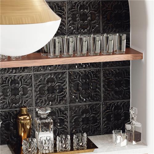 Victorian Porcelain Tin Black Tile Glossy 6