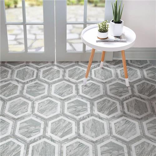 Marbilia Porcelain Bardiglio White Geo with Biotech Tile Matte 4