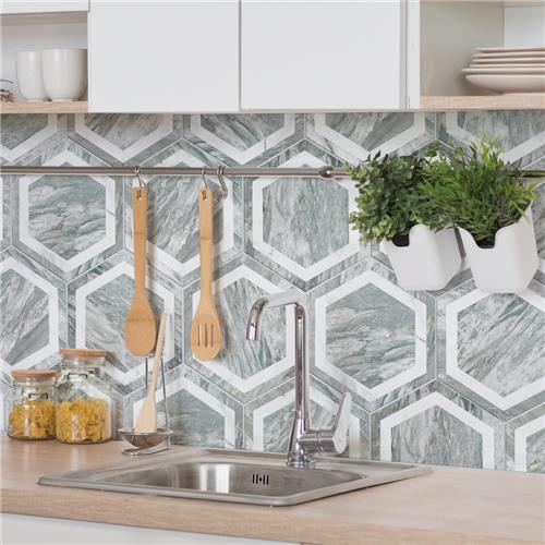 Marbilia Porcelain Bardiglio White Geo with Biotech Tile Matte 5