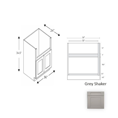 Framed Shaker Premium Wood Grey Shaker Base Cabinet Natural clear coat 1