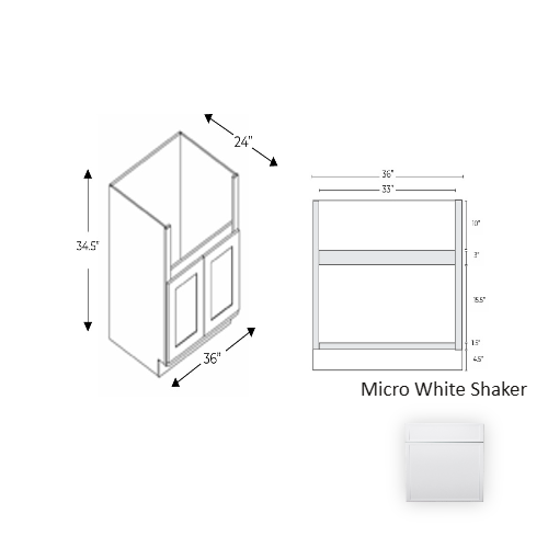Framed Shaker Premium Wood Micro White Shaker Base Cabinet Natural clear coat 1