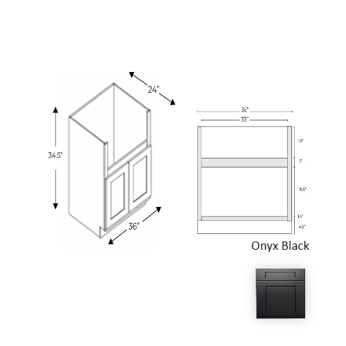 Framed Shaker Signature Wood Onyx Black Base Cabinet Natural clear coat 1