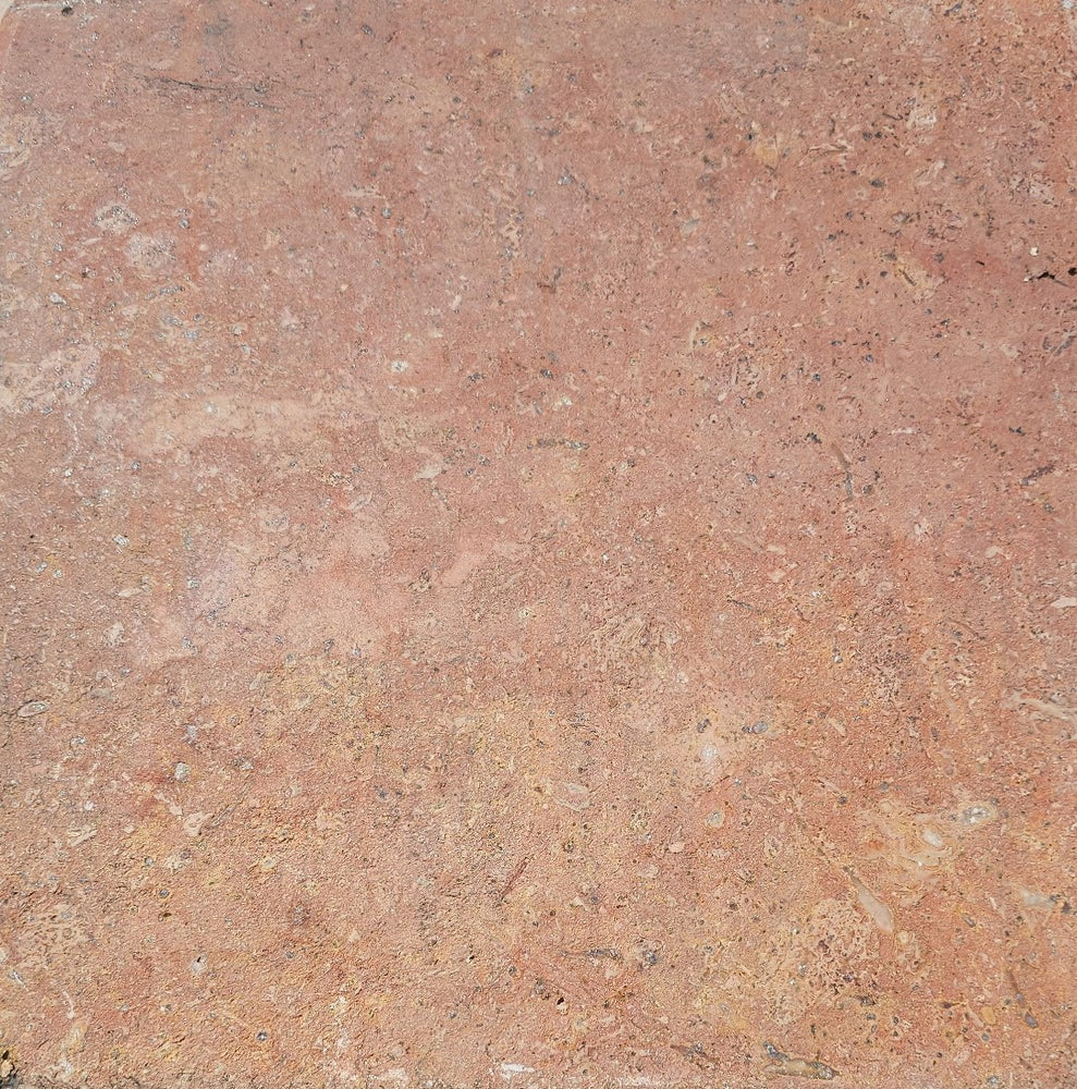 Farini Pink Tumbled Travertine Tile - 16" x 16" x 1/2"