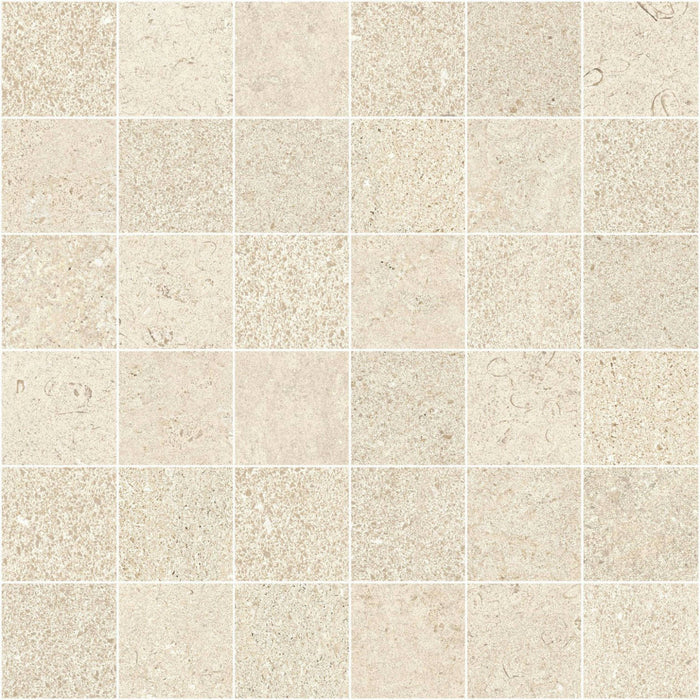 Full Sheet Sample - Feel Cream Porcelain Mosaic - 12" x 12" x 10 MM Matte