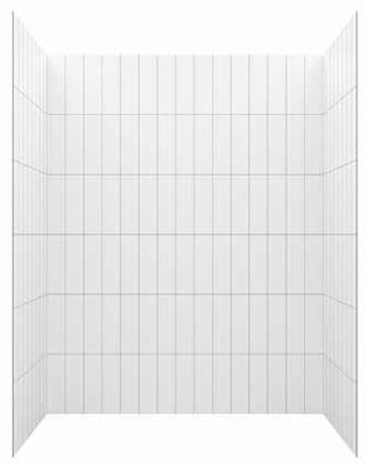 Jetcoat Core Vertical White Subway 5 Piece Glue Up Composite Shower Wall - 60" x 32" x 78"