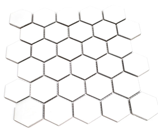 Gio White Glossy Hexagon 2×2 Porcelain White Mosaic  1