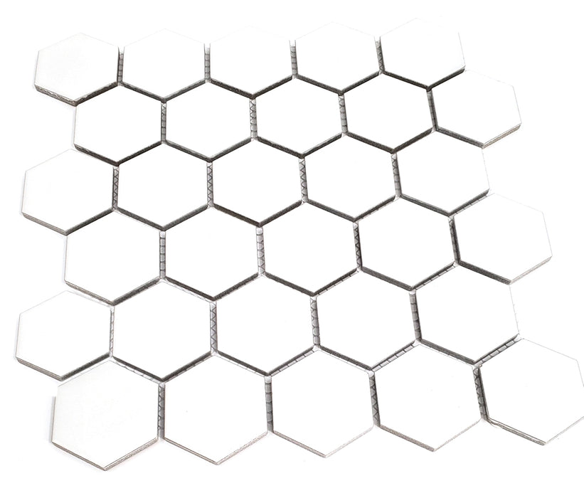 Gio White Glossy Hexagon 2×2 Porcelain White Mosaic  1