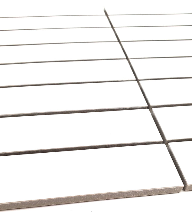 Gio White Matte Stacked Linear 1.26×5.7 Porcelain White Mosaic Matte 1
