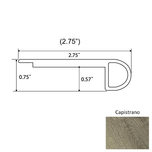 Topaz Vinyl Capistrano Round Flush Stair Nose Quartz Enhanced UV Coating 1