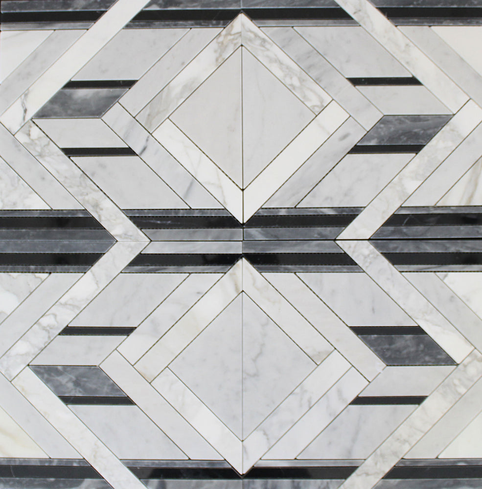 Geometric Border Marble Mosaic - Deco Polished