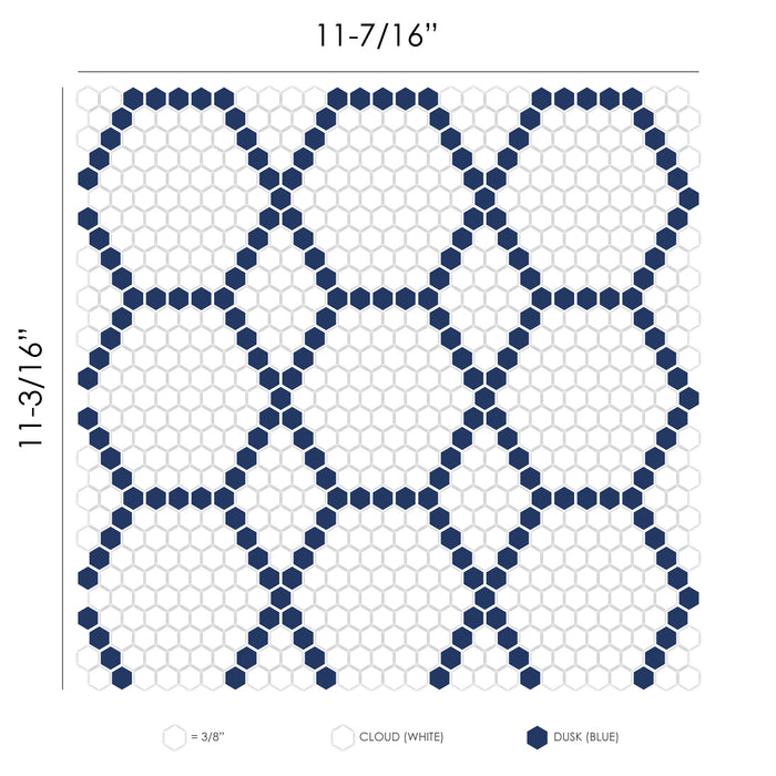 Clearance Sale! Geometro Tulle Coastal Recycled Glass Mosaic - 11 7/16" x 11 13/16"